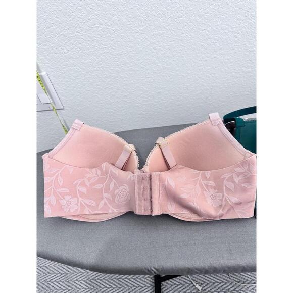 2- Carrie Amber Pink & Dark Green Floral Lace Underwire Bra 2 Pack 40D - Picture 4 of 7